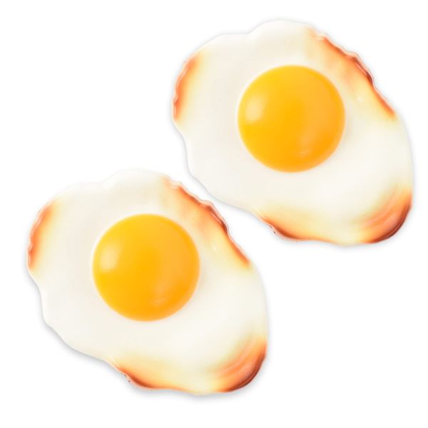 Hagao Fake Fried Egg Toy Simulation Artificial Food Play Food Model Play House Kitchen Decoration 2pcs