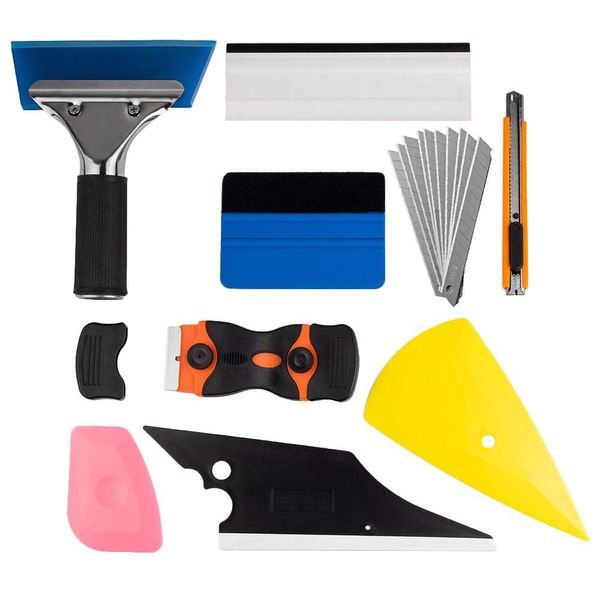 Window Tint Application Tools 1 Set, 9 PCS Window Tint Tools for Vehicle Film Including Window Squeegee, Scraper, Utility Knife and Blades