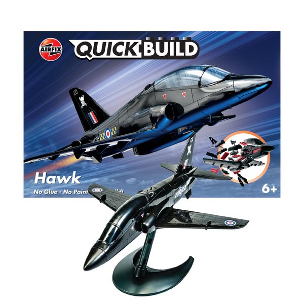 Airfix QUICKBUILD Model Aircraft Kits - BAE Hawk Plane Building Kit for Kids 6+, Construction Toys for Boys & Girls, No Glue Model Building - Model Airplane Starter Set, Aeroplane Gifts