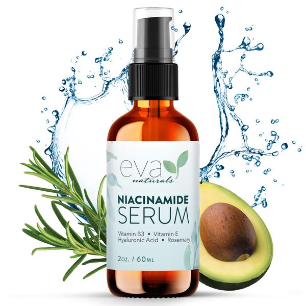 Niacinamide 5% Serum by Eva Naturals (60 ml) - Vitamin B3 Anti-Aging Skin Moisturizer and Reduces Appearance of Wrinkles, Lines Diminishes Acne Breakouts, Hyperpigmentation, Dark Spot Remover for Face