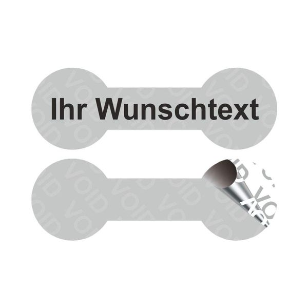 VOID Sicherheitsetiketten "IHR WUNSCHTEXT" auf Rolle - 60 x 20 mm (Schwarz - 500 Stück)