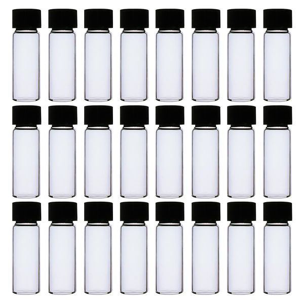 20 Pcs 4ml Clear Glass Lab Vials Small Liquid Sample Vials Essential Oil Sample Vials Small Anointing Oil Bottles with Screw Caps for Seeds Reagent