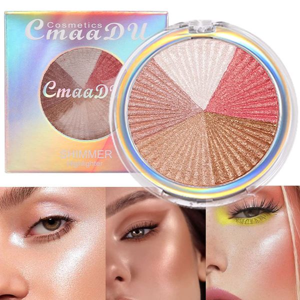 Highlighter Makeup, Highlight Powder Bronze, Bronzer Makeup Matte, iluminadores de maquillaje, Highlighter Palette White Shimmer Blush Bronzer Powder Palette Illuminators 5 Colors