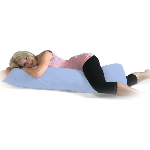 Dukal Cover for Side Sleeper Pillow 40 x 140 - 40 x 145 cm Made of High-Quality Double Jersey 100% Cotton Colour: Ciel