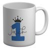 Shopagift Personalised Blue - 1 Year Old Glitter Effect Silver White 11oz Large Mug Cup