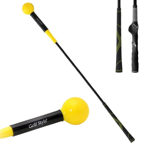 GolfStyle Golf Practice Equipment, Swing Trainer, Golf Training Equipment, Swing Practice, Swing, Golf Practice Equipment, Indoor, Outdoor, Barely Swing, Distance Grip, Single Item, 39.4 inches (100 cm) Size (Yellow/Regular Grip)