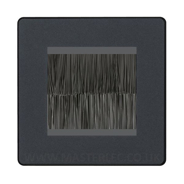 BG Evolve Matt Grey Single 2 Gang Brush Cable Entry Wall Plate Black Insert Square