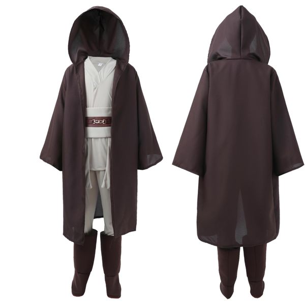 BEICNWOD 5-Piece Set Kids Costume Classic Child's Cosplay Outfit Halloween Costume Set for Boys Girls Hooded Robes Brown Version (M)