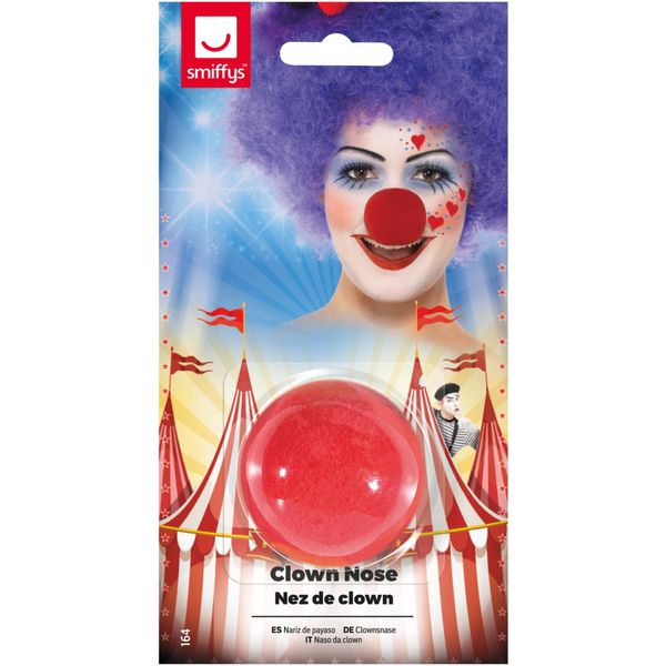 Smiffys Clown Nose, Red Sponge, Circus Fancy Dress, Clown Dress Up Accessories