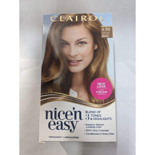 3 PACK Clairol Nice N’ Easy Natural  Hair Color 6.5G Lightest Golden Brown