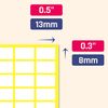 13 x 8 mm, 2000 Pack, Matte White Sticky Labels Stickers
