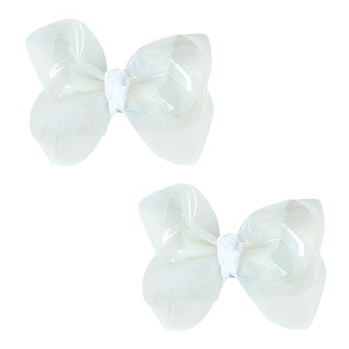 Adorable Waterproof Bow Hair Clips (Pack of 2): Colorful PVC Bow Clips for Summer Swimming Fun - Perfect Hair Accessories for Girls, Toddlers, and Teens (4 Inch-White)