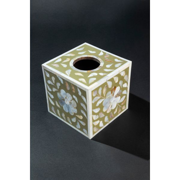 Jodhpur Tissue Box Cover - Moss Green