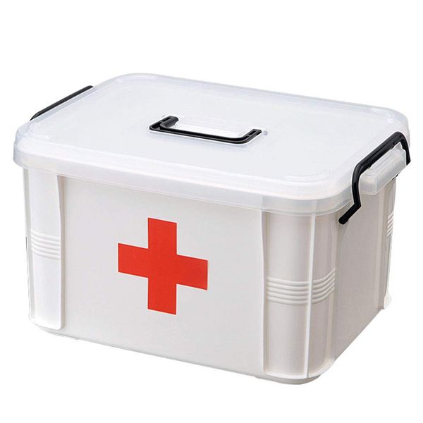 PUZOU First Aid Kit Portable Emergency Box Plastic Medicine Storage Box Travel Medicine Box for Home Travel Workplace (JJ10111328-AM477-US-FSJ)