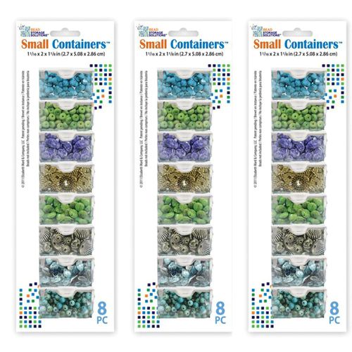 Elizabeth Ward Bead Storage Solutions 8 Piece Craft Organizing Storage Containers for Small Beads, Crystals, and Fasteners, Clear (3 Pack)