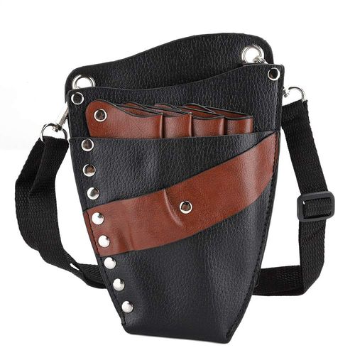 Hairdressing Scissors Waist Bag, PU Leather Salon Hair Stylist Barber Scissors Shear Holder, Hair Dressers Pouch Case with Belt for Hair Clip Comb Hairdressing Tool (#1)