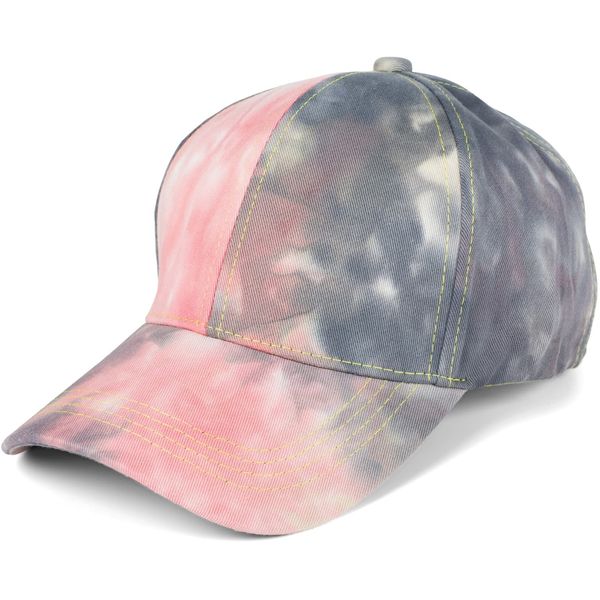 styleBREAKER Damen Baseball Cap mit Batik Muster, Muster Unikat, 6-Panel, Basecap, Click & Snap verstellbar 04023082, Farbe:Beige-Grau-Rosa