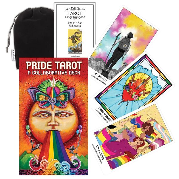 Kancharo Tarot Cards, 78 Cards, Tarot Divination [Pride Tarot] Japanese Tarot Card Basic Instruction Manual & Pouch Included