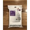 Code K 20 Ct SIMPLEHUMAN Custom Fit Trash Bags Can Liners Refill Size White Pack