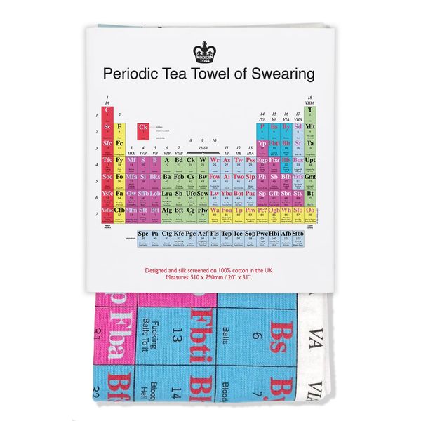 Modern Toss Gifts | Funny RUDE Hilarious | Periodic Table of Swearing Tea Towel