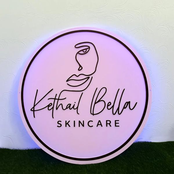 Custom 3D Acrylic Backlit Business Sign | Round LED Logo Storefront Wall Mounted