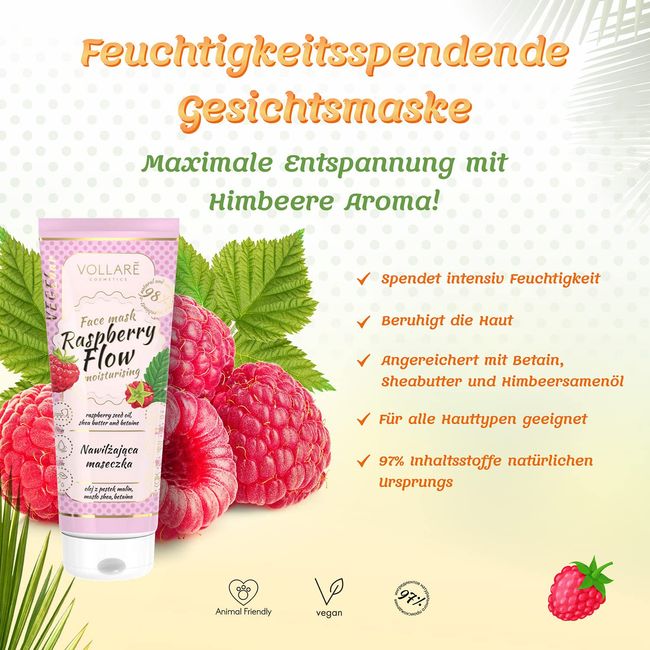 Vollare Veganes Gesichtsmaske | BIO Reichhaltige Creme für die Ideale Reinigung Ihrer Haut | 98% aus natürlichen Inhaltsstoffen | Made in Europa | Naturkosmetik für alle Hauttypen (3 Stück)