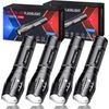 4 Pack Tactical Zoomable LED Flashlights with High Lumens and 5 Modes,Waterpro