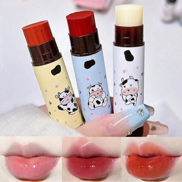 Domality 3Pcs Milk Flavor Lip Balm Set, Orange/Deep Pink/Transparently Lipstick, Long Lasting Hydrating Moisturizing Brightening Nourishing Lip Makeup