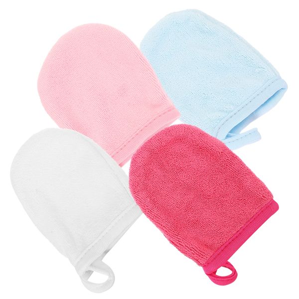 Beatifufu 4pcs Cleansing Fingertips Cleaning Gloves Body Scrub Gloves Lavender Towels Face Scrubber Gloves Micellar Water Makeup Remover Face Scrubbing Gloves Makeup Remover Cloths Reusable