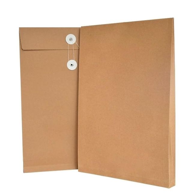 A4 Envelopes, File, Kraft Paper, Envelope with Cord, Multi-functional, Resume, Document Holder, Document Storage Case, Large Capacity, Gusset, Office Supplies, Storage Case