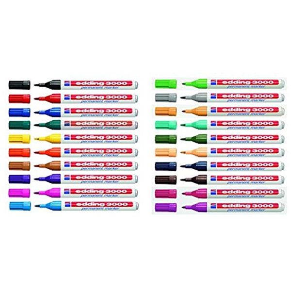 20x Edding 3000 Permanent Markers in 20 Colours