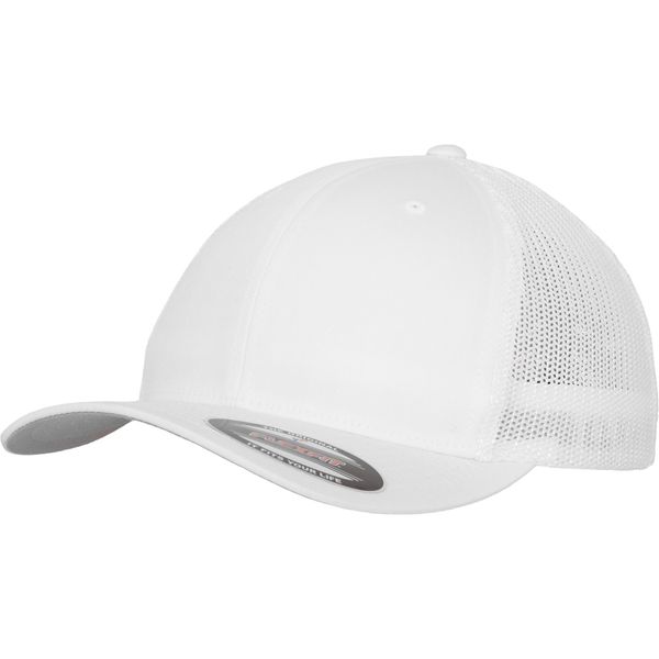 Flexfit Unisex Čepice Flexfit Mesh Trucker Baseballkappe, Weiß, Einheitsgröße EU