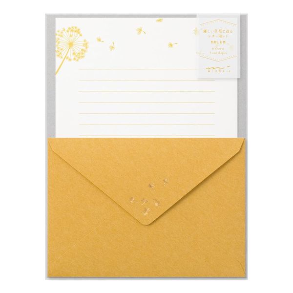 Midori 86509006 Letter Set Foil Stamped Envelopes, Fluff Pattern