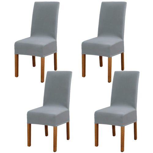 Set of 4 Leeyunbee Dining Chair Covers, Modern Elastic Stretch Chair Protector, Removable Washable Kitchen Chair Seat Cover for Hotel, Restaurant, Wedding, Dining Room, Banquet, Ceremony (Silver Grey)