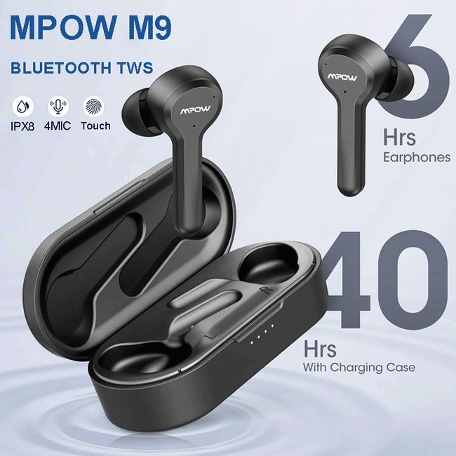 MPOW Bluetooth 5.0 Headphones Earbuds TWS Wireless Stereo Earphones IPX8 in-Ear