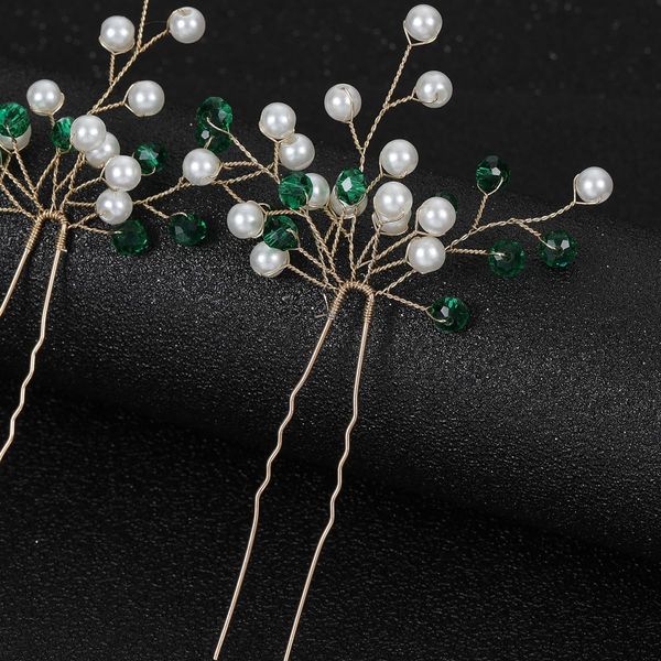 VMila Wedding Pearl Hair Pins Wedding Hair Pins Bridal Hair Accessories Pearl Flower Hair Accessories For Women Girls Wedding Hair Accessories (Green Small Pin)