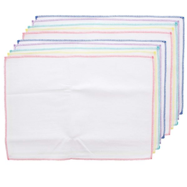 Nakamura TF-822 Dish Towel, White, Approx. 13.8 x 19.7 inches (35 x 50 cm), 100% Cotton, Dobby Weave, Large, Thick, Set of 5