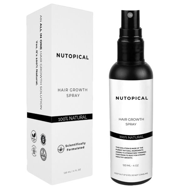 Nutopical Hair Growth Spray - Hair Regrowth Treatment for Thinning Hair - All Natural Formula for Men & Women - Designed to Strengthen & Stop Hair Loss - 4 Fl Oz - Made in USA