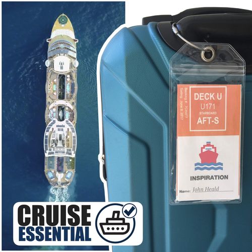 Carnival Luggage Tag Holders by Cruise On [4 Pack] Fits All Carnival Cruise Line Ships & Tags for Cruises in 2024 & 2025