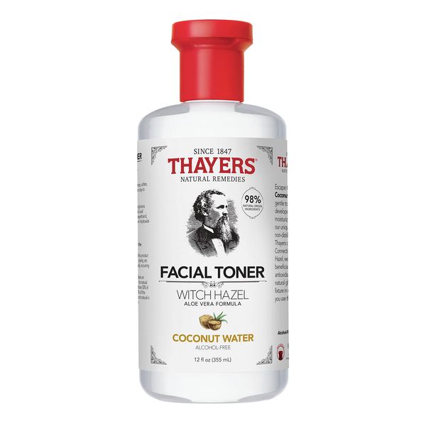 THAYERS Alcohol-Free, Hydrating Coconut Water Witch Hazel Facial Toner with Aloe Vera Formula, Vegan, Dermatologist Tested and Recommended, 12 Oz