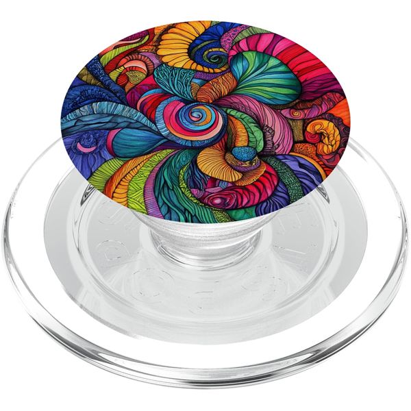 Colorful Seashell-Inspired Swirling Art PopSockets PopGrip for MagSafe