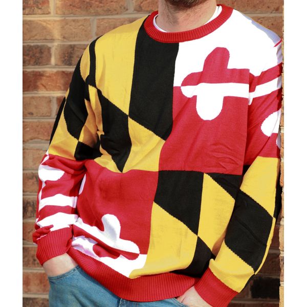 Maryland Flag Pattern / Knit Sweater - 2X-Large / Maryland Flag