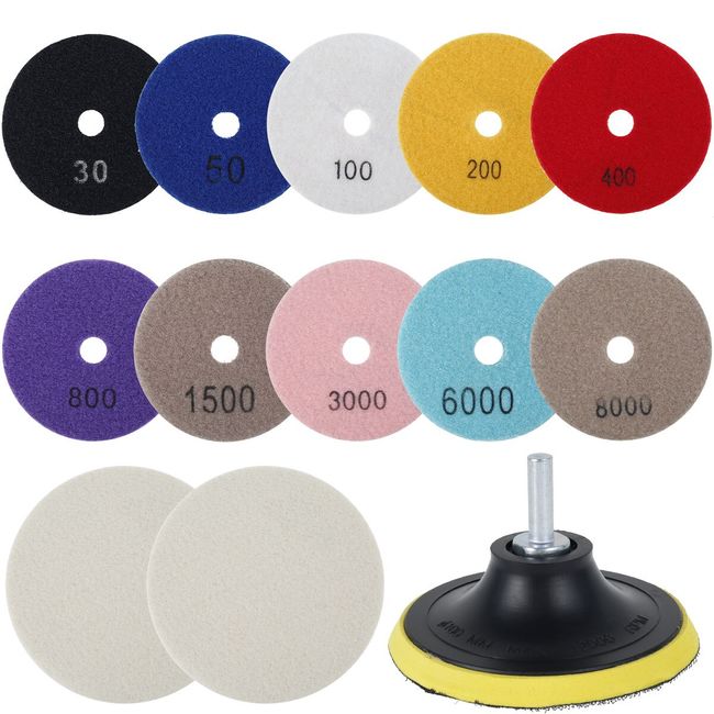 Diamond Polishing Pads 4 Inch 10 Packs 3/8-11 Backer Pad Granite Polishing  Kit Marble Polishing Kit Diamond Sanding Pads Granite Polishing Pads