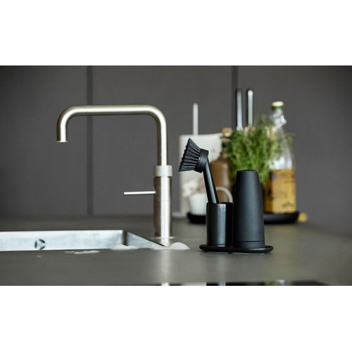 Zone Denmark Singles 3 Piece Washing Up Set with Washing Up Brush, Detergent Dispenser and Holder, Black