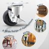 POWERTEC 2 Inch Swivel Caster Wheels Set of 4 with 264 lbs Loads (2 with Brakes & 2 Without), Heavy Duty Plate Casters, Rubber Castor Wheels for Furniture, Cart, Dolly and Workbenches (17211)