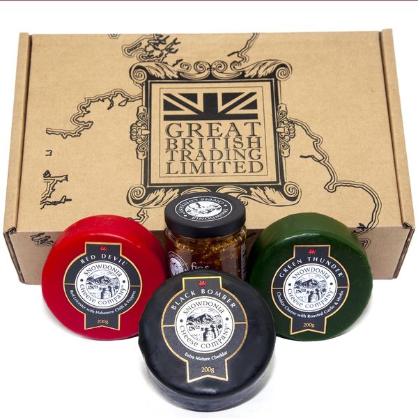 Snowdonia Cheese & Chutney Gift Box Including Black Bomber, Red Devil, Green Thunder from GREAT BRITISH TRADING LIMITED