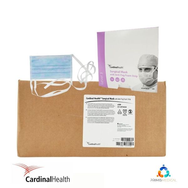 Cardinal Health AT74535 Level 3 Surgical Mask w/ Anti-Fog & Foam Strap 300 Case