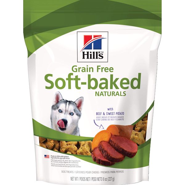 Hill's Grain Free Dog Treats, Soft-Baked Naturals with Beef & Sweet Potatoes, Soft Healthy Dog Snacks, 8 oz. Bag