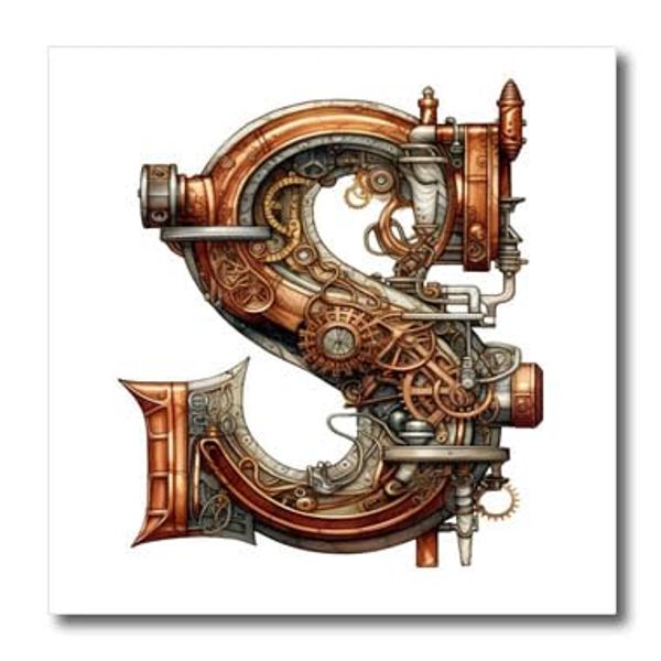 3dRose Steampunk Monogram Initial S - Iron on Heat Transfers (ht-382517-2)