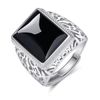 Chereda Mens Black Agate Ring Adjustable Cupronickel Geometric Copper Agate Ring, Copper, Agate